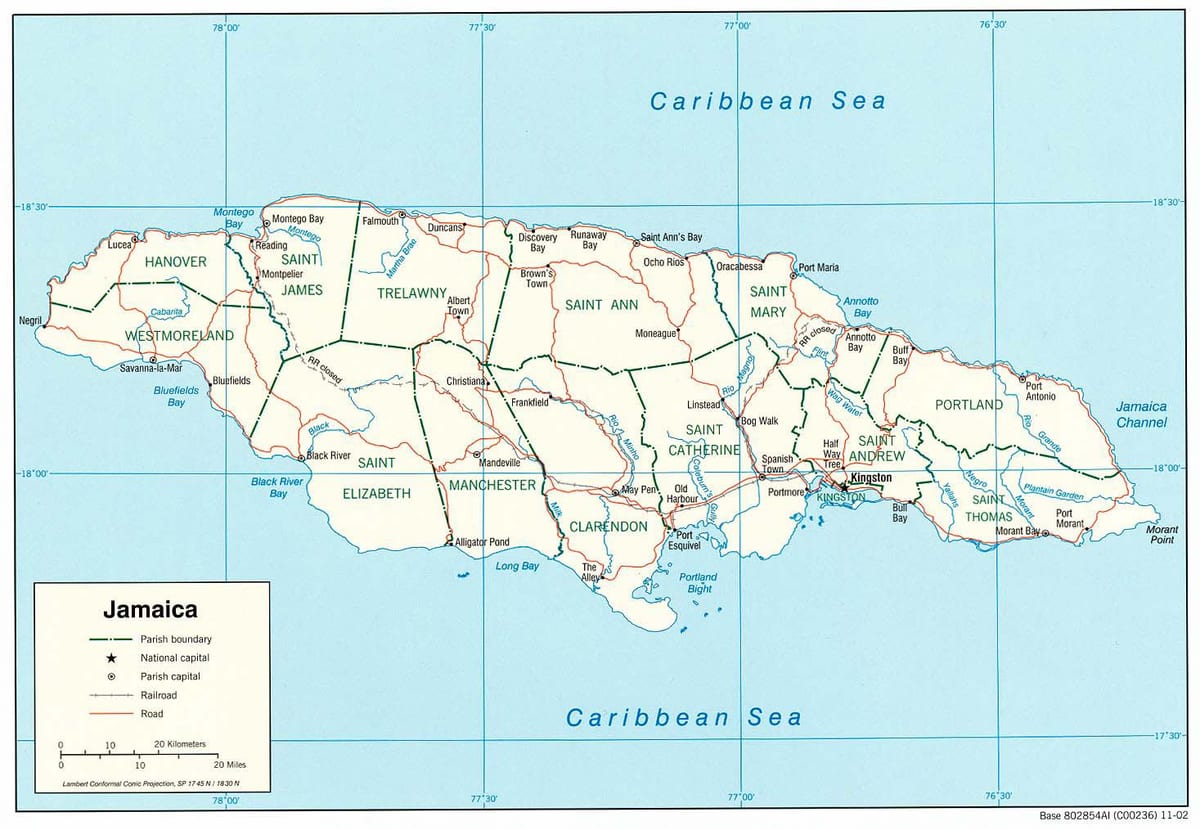 jamaica bản đồ đường phố
