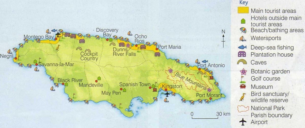 Bản đồ của jamaica đang ở khu resort