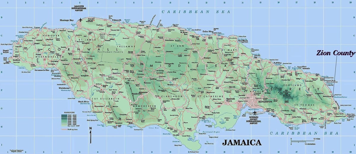 Bản đồ của jamaica bờ biển phía bắc