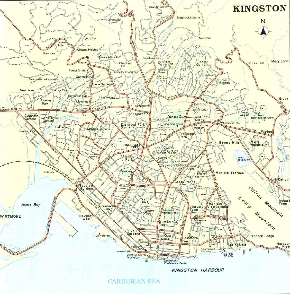 Bản đồ của kingston jamaica khu phố