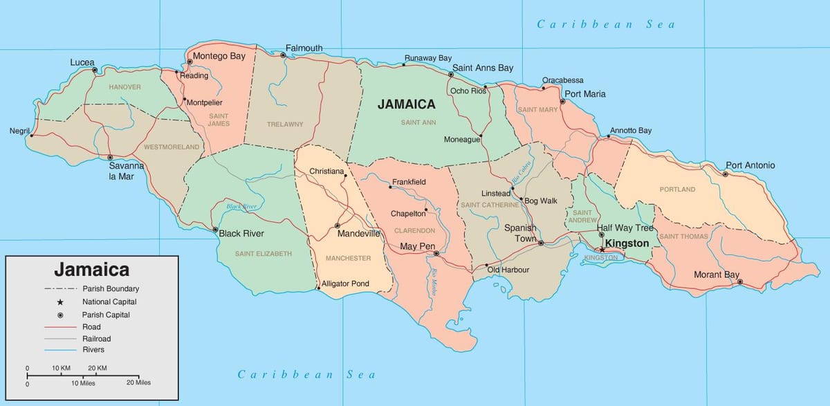 Bản đồ của chính trị jamaica