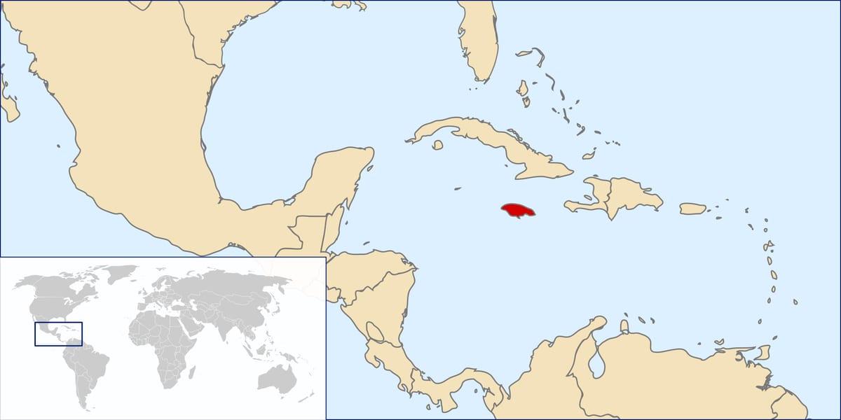 jamaica nước trong bản đồ thế giới