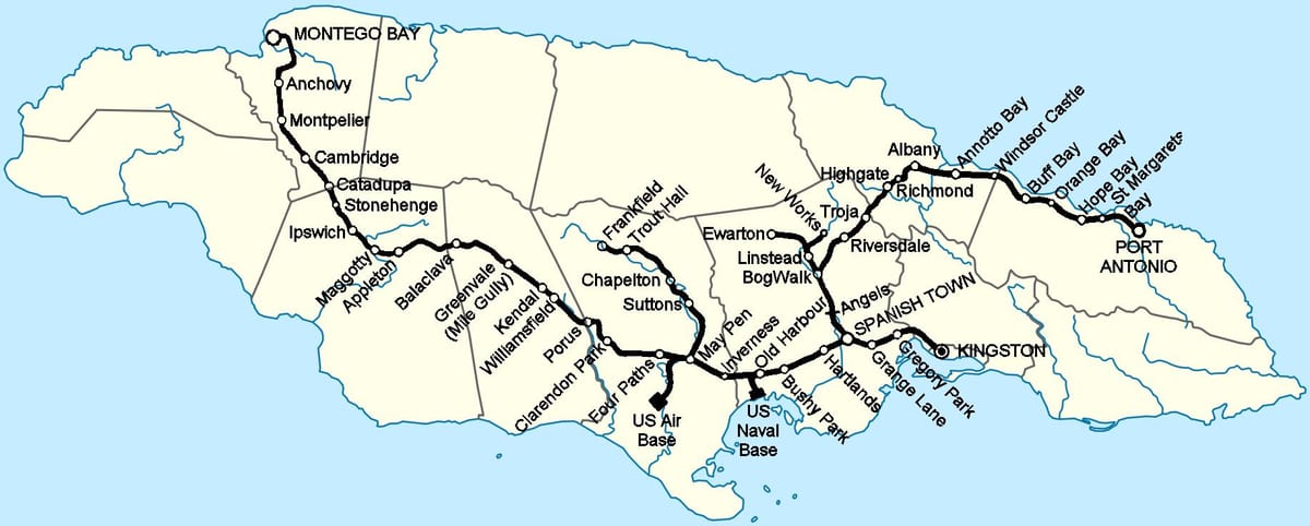 Bản đồ của jamaica ga tàu
