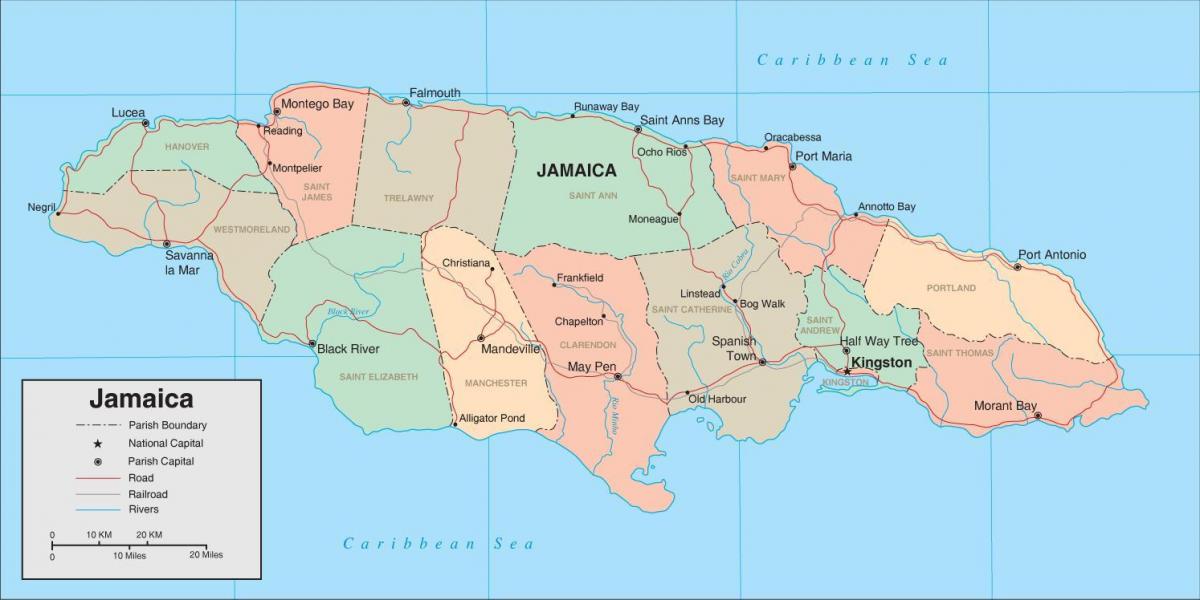 Bản đồ của jamaica tỉnh
