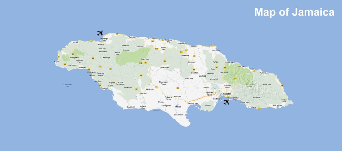 Bản đồ của winnifred bãi biển, jamaica
