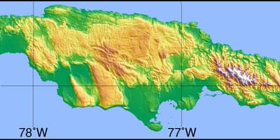 Bản đồ của địa hình jamaica