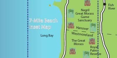 Bản đồ của negril jamaica 7 dặm trên bãi biển,