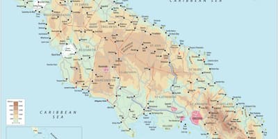 Bản đồ của bờ biển phía nam, jamaica 