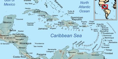 Bản đồ của jamaica và đảo xung quanh