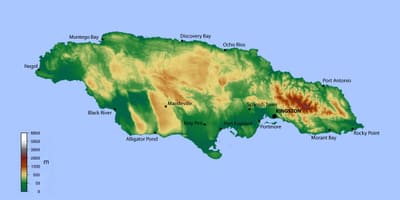 Bản đồ của jamaica độ cao 