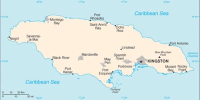Bản đồ của jamaica khu vực 