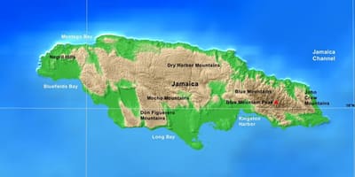 Bản đồ của jamaica núi 