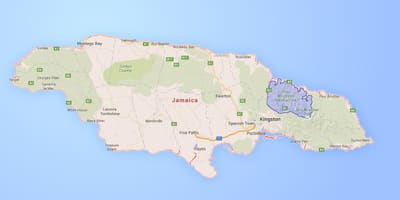 Bản đồ của ngọn núi xanh jamaica